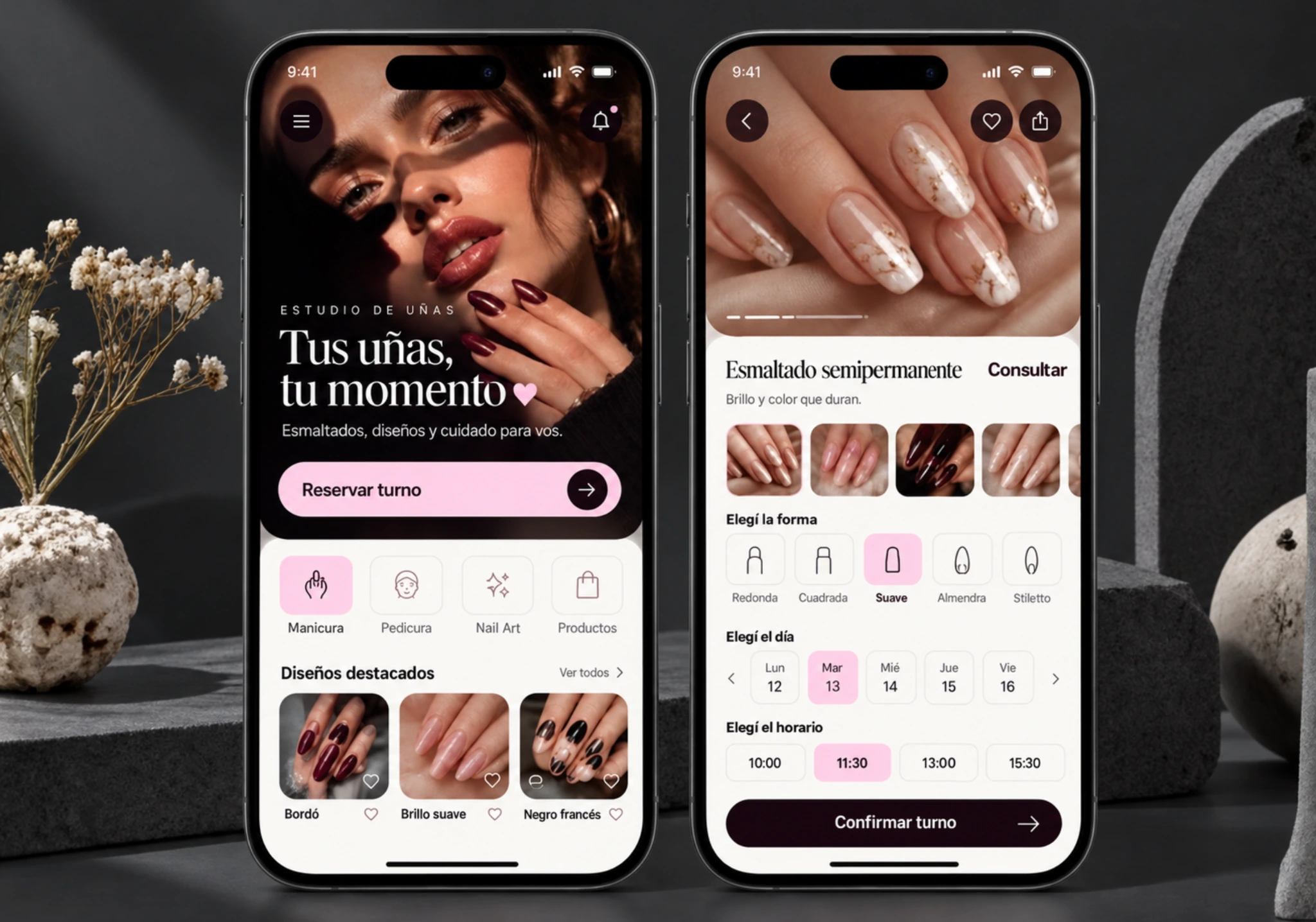 Producto digital para un estudio de uñas con reservas de turnos